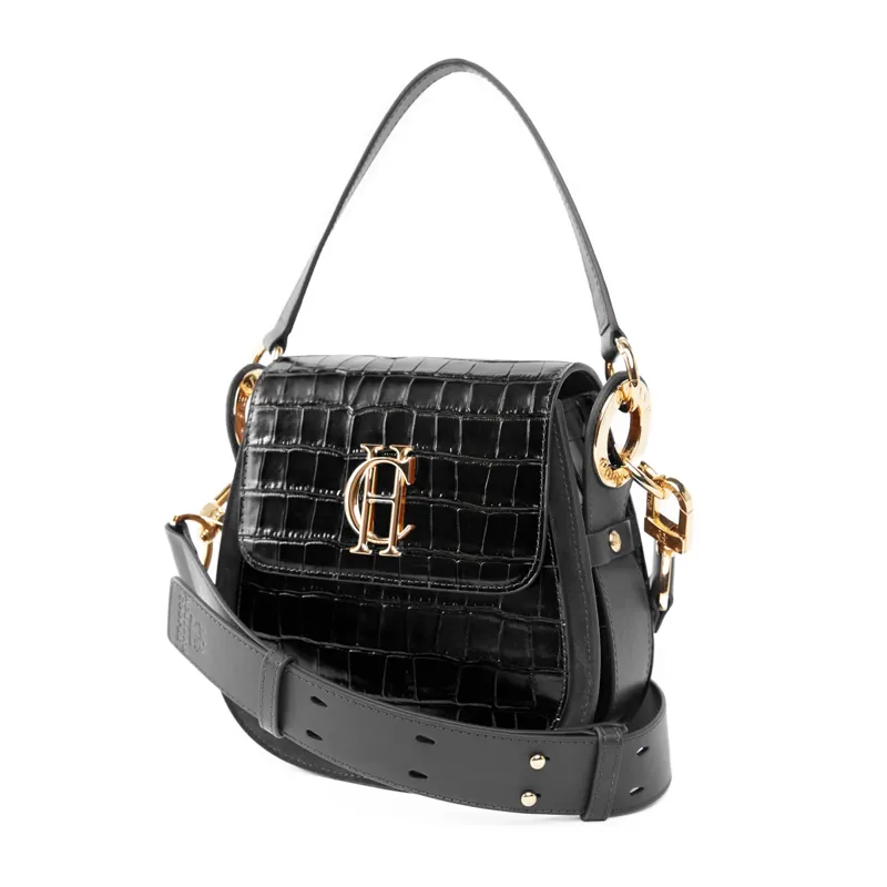 Holland Cooper Chelsea Saddle Bag - Black Croc-1